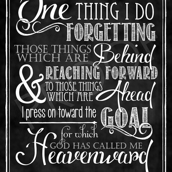 Scripture Art - Philippians 3:13-14 ~ Chalkboard Art (version 2)