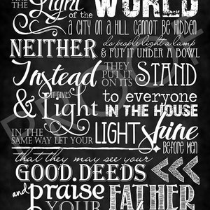 Scripture Art - Matthew 5:14-16 ~ Chalkboard Style
