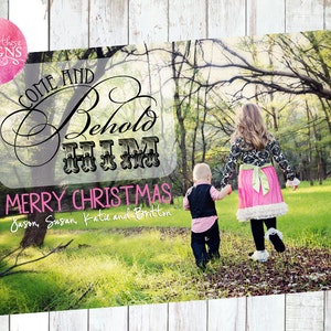 Scripture Overlay Digital Christmas Card - Come Let Us Behold Him