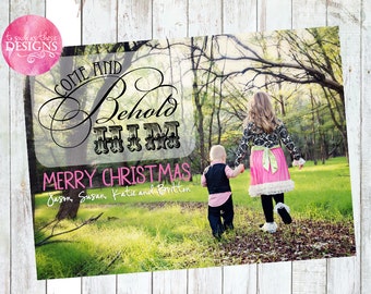 Scripture Overlay Digital Christmas Card - Come Let Us Behold Him