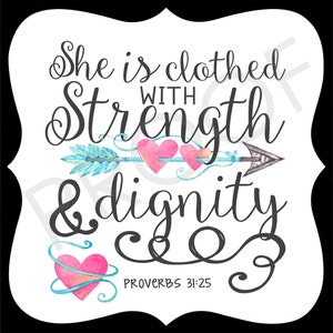 Ornate 5&quot;x5&quot; magnet ~ Proverbs 31:25