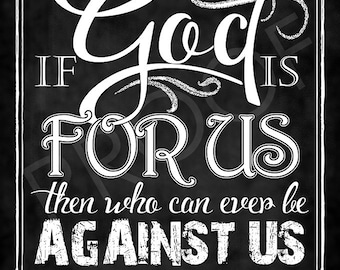 Scripture Art - Romans 8:31 ~ Chalkboard Style