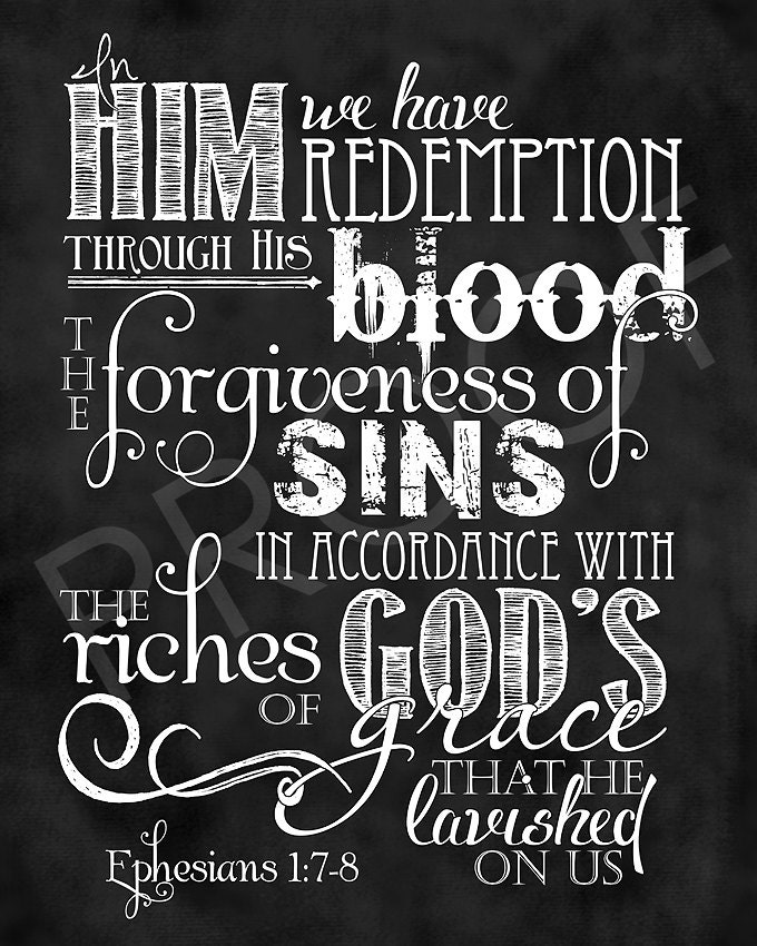 Scripture Art - Ephesians 1:7-8 ~ Chalkboard Style