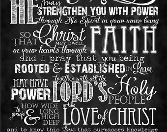 Scripture Art - Ephesians 3:16-19 ~ Chalkboard Style