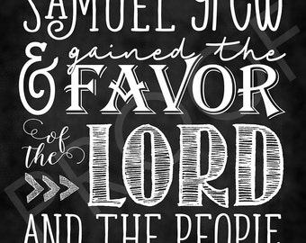 Scripture Art - I Samuel 2:26 ~ Chalkboard Style