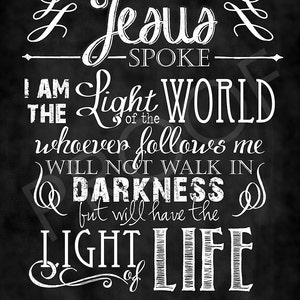 Scripture Art John 8:12 Chalkboard Style image 1