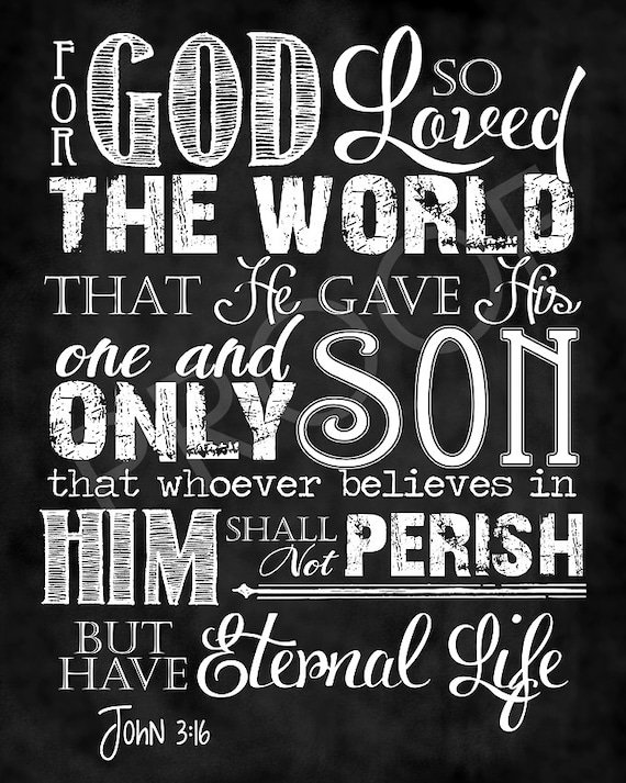 Scripture Art John 3:16 Chalkboard Style | Etsy