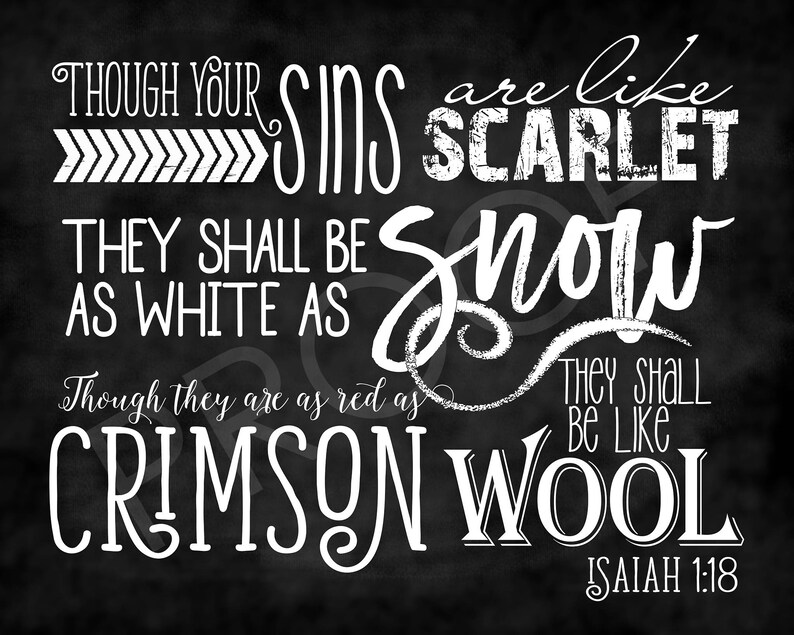 Scripture Art Isaiah 1:18 Chalkboard Style image 1