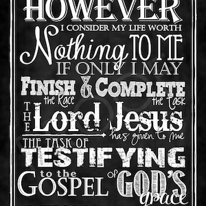 Scripture Art - Acts 20:24 ~ Chalkboard Style