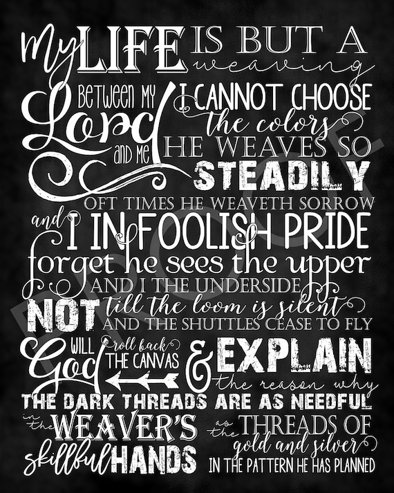 Weaver's Poem Chalkboard Style | Etsy