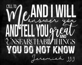 Scripture Art - Jeremiah 33:3 ~ Chalkboard Style