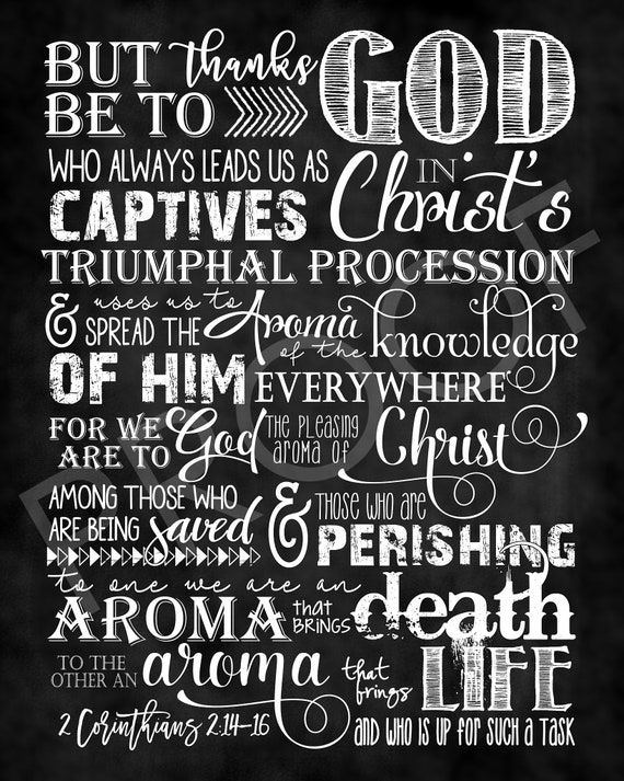 Scripture Art 2 Corinthians 214 16 Chalkboard Style