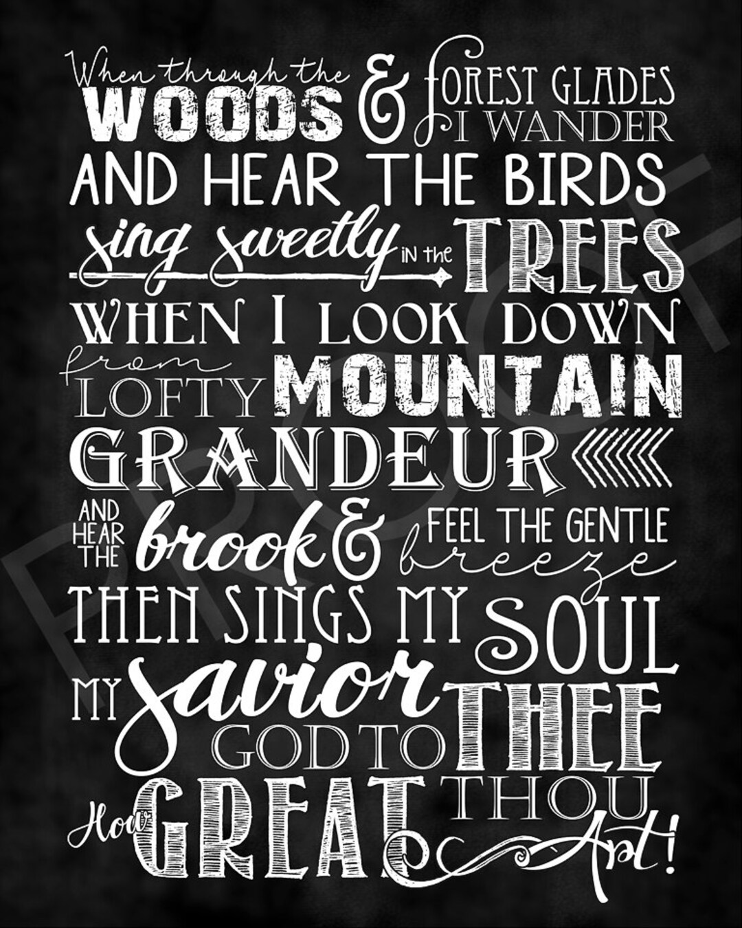 Scripture Art Hymn - How Great Thou Art Vs. 2 ~ Chalkboard Style