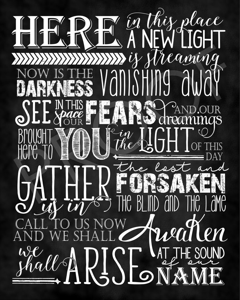 Hymn gather Us In Chalkboard Style Art - Etsy