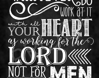 Scripture Art - Colossians 3:23 ~ Chalkboard Style