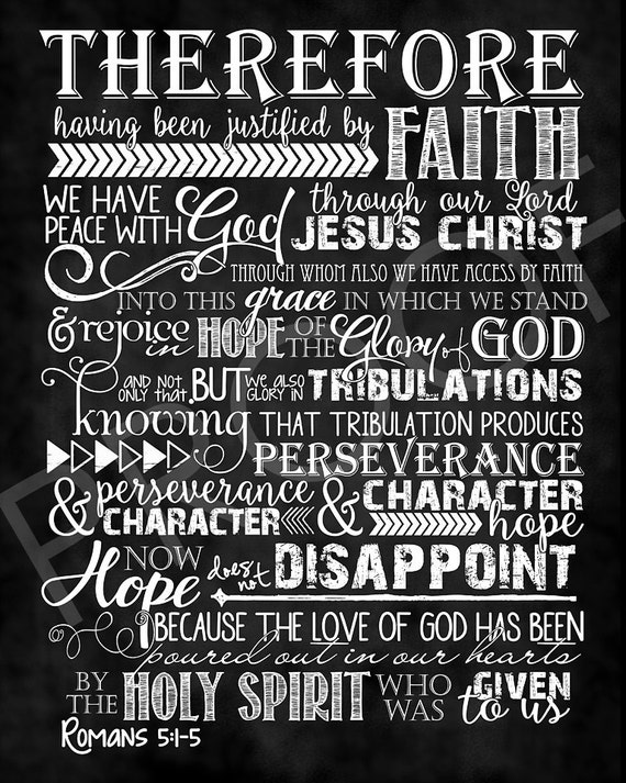 Scripture Art - Romans 5:1-5 ~ Chalkboard Style - Etsy