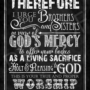 Scripture Art - Romans 12:1 ~ Chalkboard Style