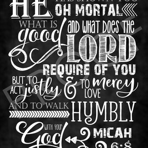 Scripture Art - Micah 6:8 ~ Chalkboard Style