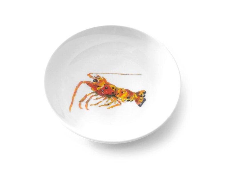 Artist Kim Rody/'s Lobster on White Dinnerware Big Dipper 5\u201d round bowl