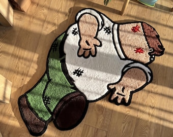Alfombra inspirada en Peter Griffin / Alfombra de dibujos animados de Family Guy / Alfombra divertida con personajes / Decoración para sala de juegos / Alfombra suave con mechones / Regalo para fans de la comedia