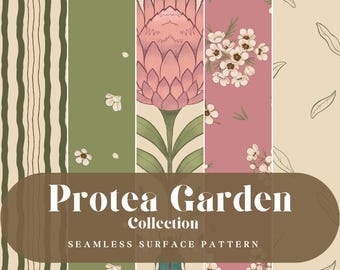 Collection Jardin de Protéas | Motif floral australien (Téléchargement numérique)