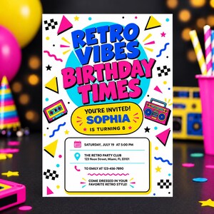 Editable 90s Party Invitation, Back to the 90s, Throwback Party, House Party, Birthday Invitation, 90s Theme, Printable, Canva Template