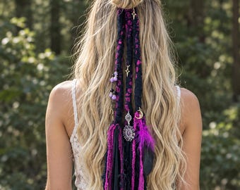 Boho Hair Wrap Dread, Fairy Locks, Dreadlock Braid Ponytail Clip,  Hair Extension.