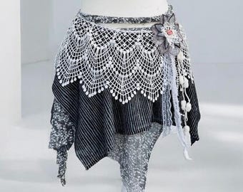 Handmade Pixie Wrap Skirt – Shabby Fairy Boho Festival Layered Asymmetrical Skirt