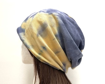 Tie dye Slouchy Beanie Womens Beanie Mens Beanie Knit Hat Chemo Hat.