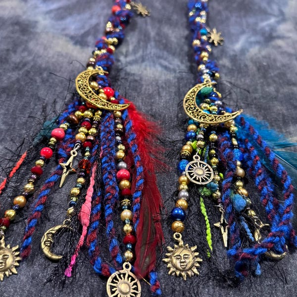 Handmade Celestial Hair Tassel Extension Loc Jewelry.