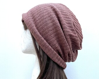 Ribbed Knit Hat Twisted Top Slouchy Knit Hat Slouchy Beanie Dreadlock Beanie Ponytail Beanie.