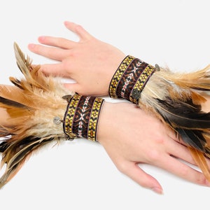 Feather Wrist Cuffs Bird Costume Victorian Burlesque Fantasy feathers costume Halloween.