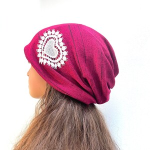 Red Knit Hat Slouchy Beanie Valentines Day Gift for Her Womens Knit Hat Chemo Cap.