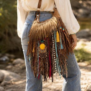 Boho Fringe Crossbody Bag: Vegan Suede Festival Purse.