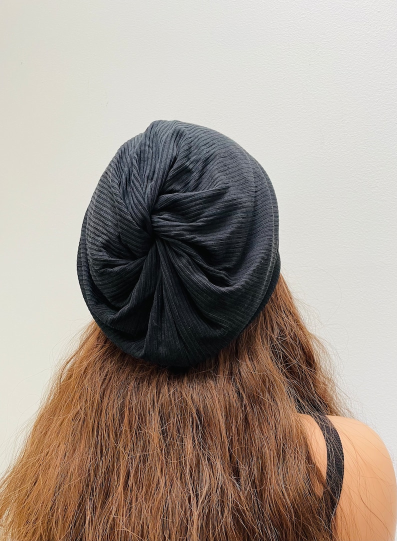 Lightweight Summer Beanie Hat, Slouch Hat, Twisted Top Beanie, Boho Beanie, Womens Beanie, Ponytail Beanie, Dreadlock Beanie. image 3