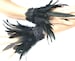 Gothic Black Feather Wrist Cuffs Victorian Burlesque Fantasy feathers costume Halloween 