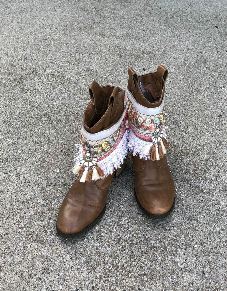 Bohemian Boot Covers Fringe Boot Cuffs Gypsy Boot Wrap Ankle Etsy