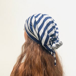 Stripe Tie Slouchy Beanie Knit Hat Oversize Beanie Girls Winter Hat Women Chemo Cap.