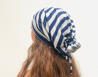 Blue/Red Vertical Stripes Tie Beanie