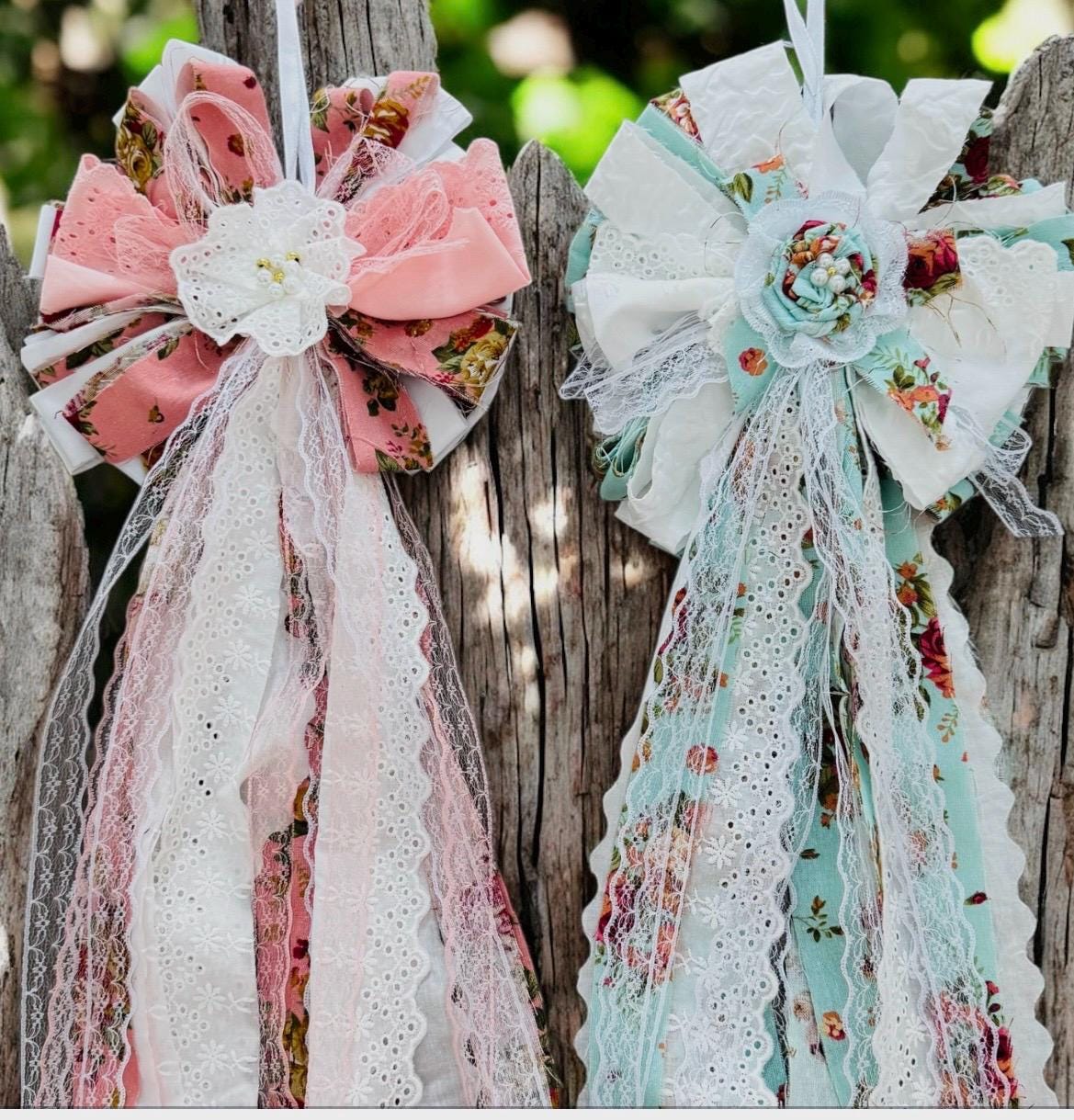 Shabby Rags Rustic Vintage Fabric Rag Bow: Shabby Chic Wedding Decor 10