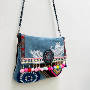 Bohemian fringe crossbody bag, Fringe Purse, Hippie Crossbody, Fringe Shouder Bag. image 3