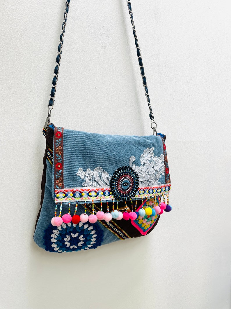 Bohemian fringe crossbody bag, Fringe Purse, Hippie Crossbody, Fringe Shouder Bag. image 3