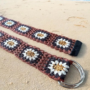 Crochet Belt Womens Dress Belt Brown Bohemian Style Handmade.