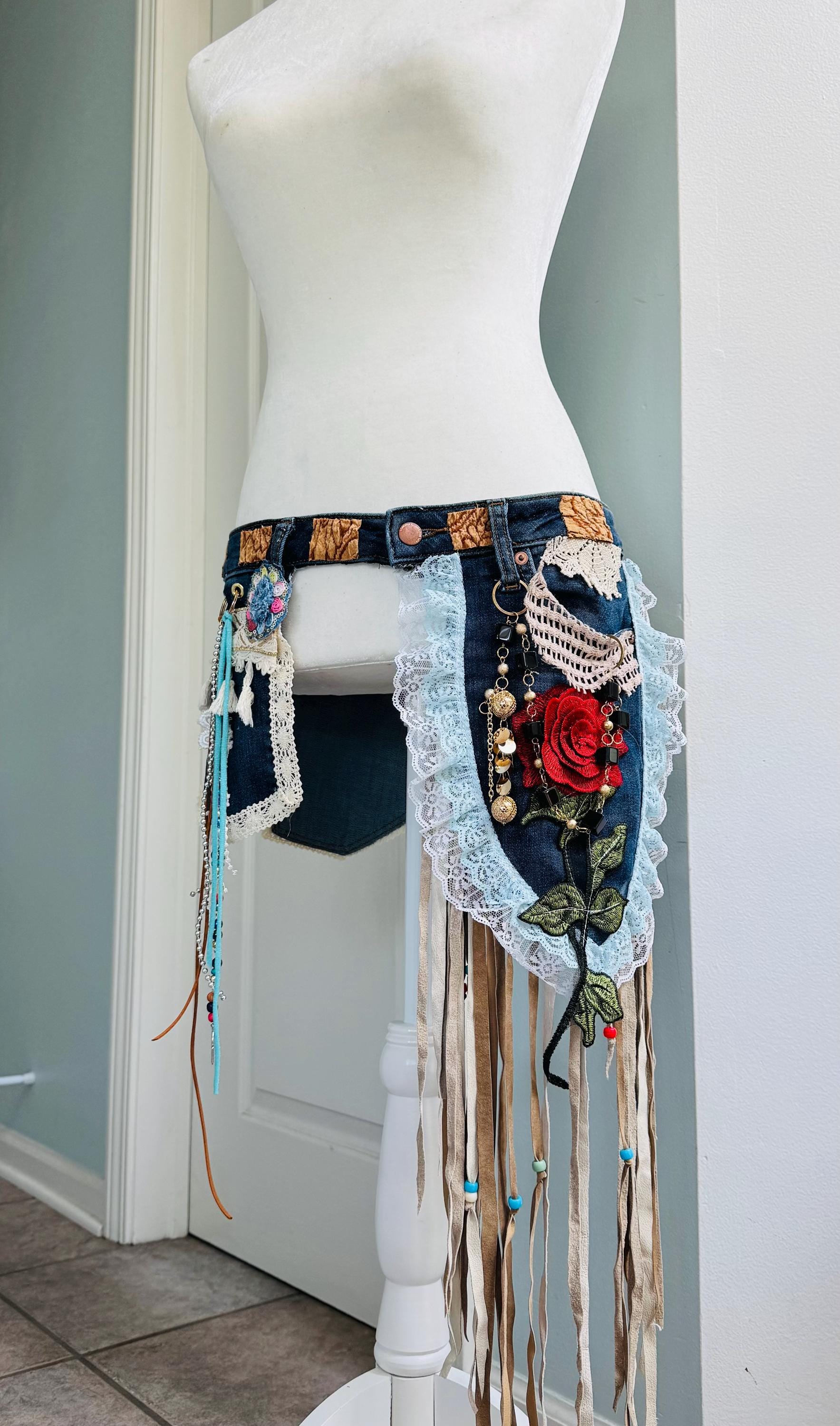 Fringe Denim Skirt - Etsy