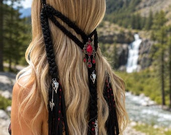 Gothic Black Headband with Skull Charms | Festival Hair Accessory | Fairycore | Renaissance |