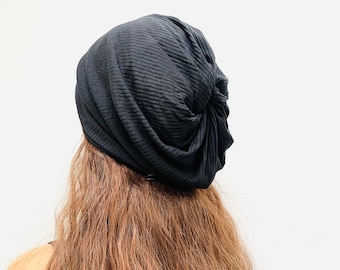 Lightweight Summer Beanie Hat, Slouch Hat, Twisted Top Beanie, Boho Beanie, Womens Beanie, Ponytail Beanie, Dreadlock Beanie.