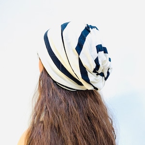 Striped Cotton Knit Beanie: Unisex Slouchy Chemo Hat