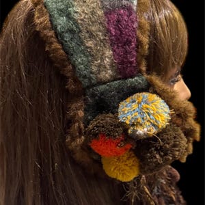 Boho Faux Fur Earmuffs With Pompoms Womens Mens Ear Warmers. image 5