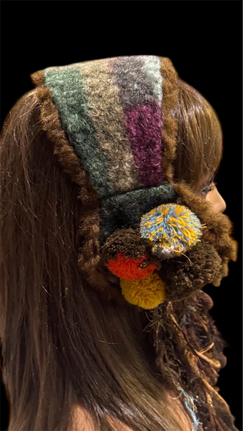 Boho Faux Fur Earmuffs With Pompoms Womens Mens Ear Warmers. image 5