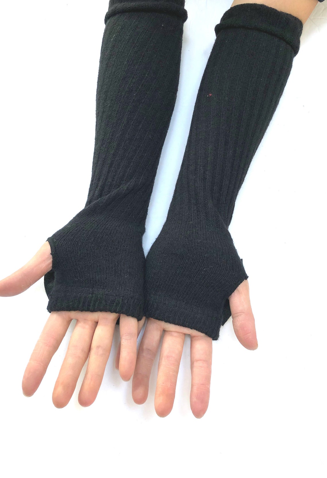 Black Wool Arm Warmers Black Wool Gloves Black Fingerless Etsy